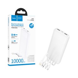 Hoco Power Bank J163 Wonderful with USB Port+Micro+Type-C+Lightning Cable 10000mAh White